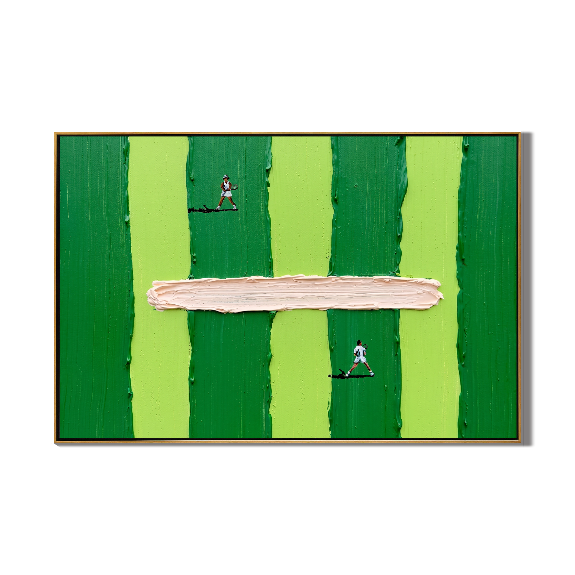 The Match Point – Modern Minimalist Tennis Themed Oil Painting | Textured Sport Office Decor