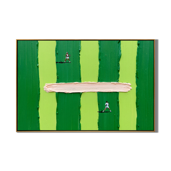 The Match Point – Modern Minimalist Tennis Themed Oil Painting | Textured Sport Office Decor