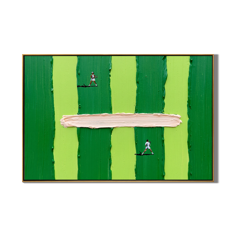 The Match Point – Modern Minimalist Tennis Themed Oil Painting | Textured Sport Office Decor