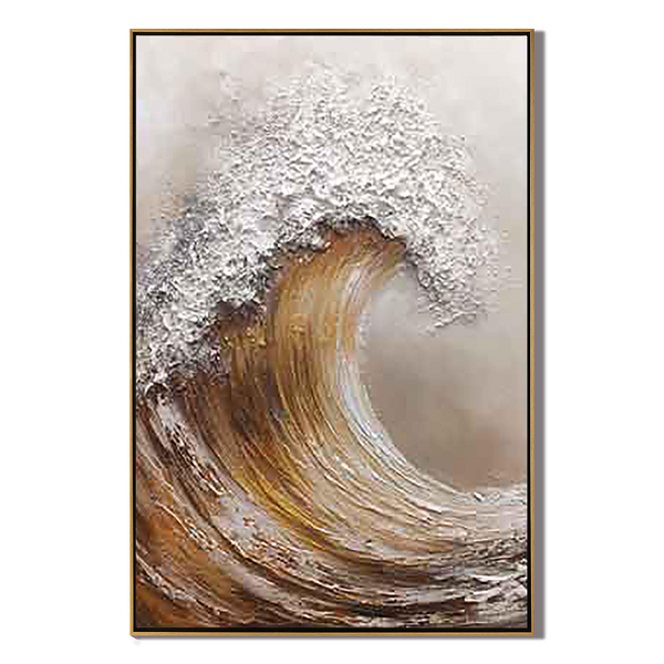 Amber Surge – Modern Creamy Ivory Abstract Heavy Impasto Painting | Contemporary Impasto Palette Knife Living Room Art