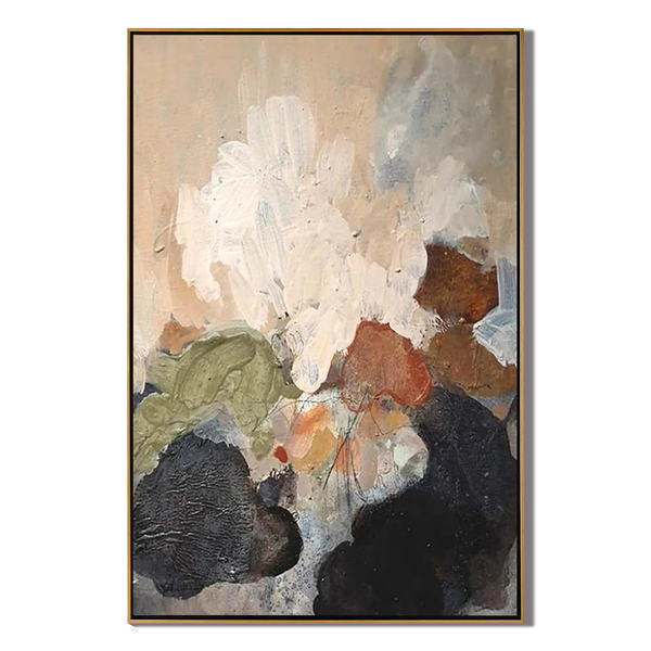 Earthen Bloom – Wabi-Sabi Impasto Abstract Painting | Primitive Vintage Entryway Art