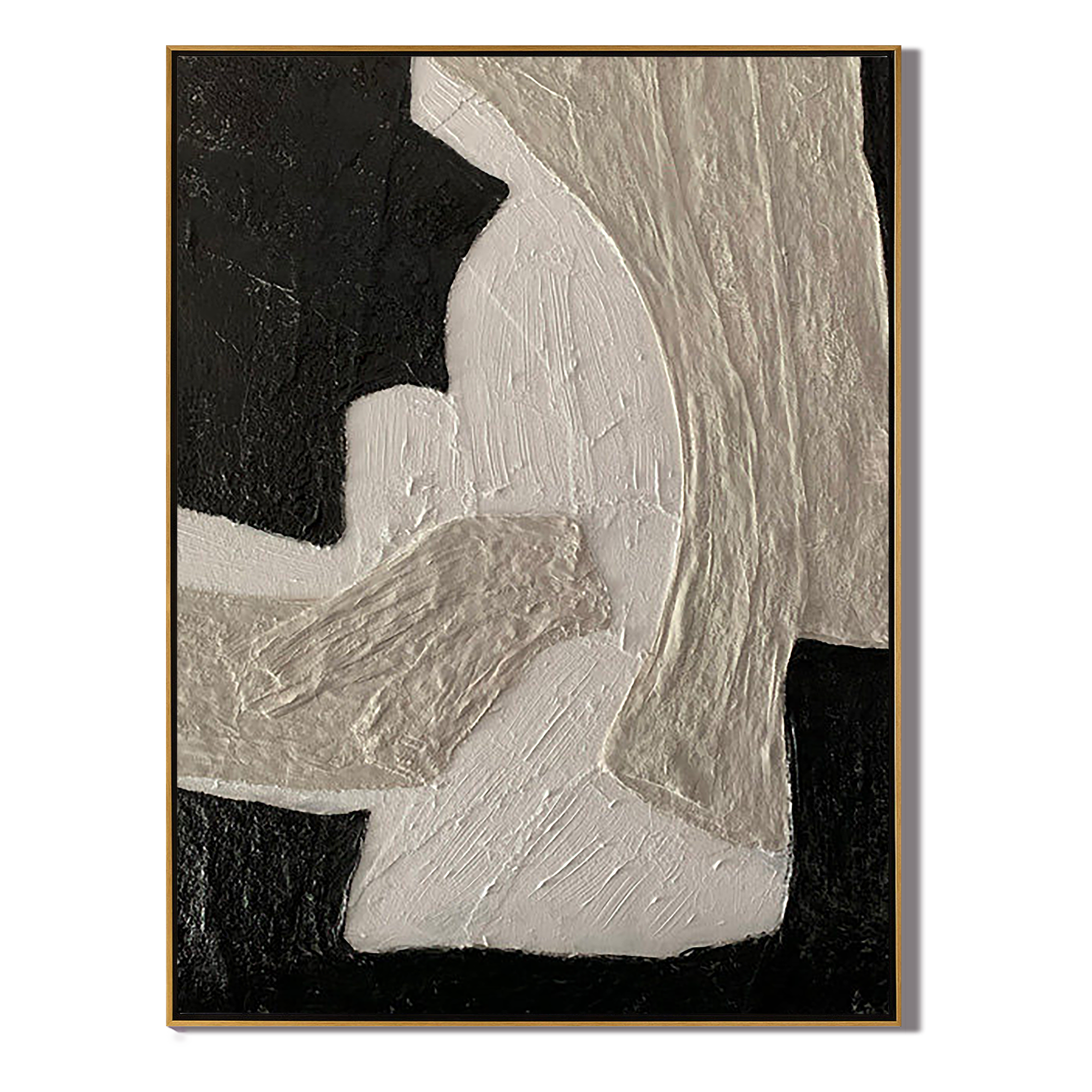 SILENT EARTH- Wabi-sabi Plaster Texture Art | Minimalist Noir & Beige Abstract Home Office Painting