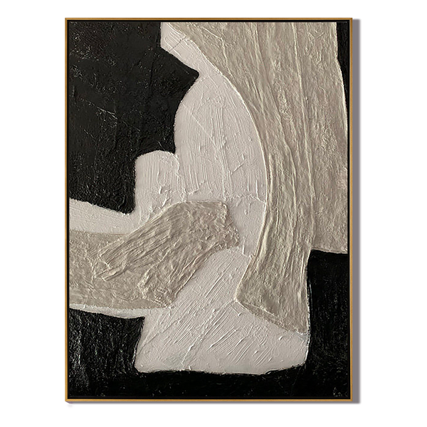 Silent Earth – Wabi-sabi Plaster Texture Art | Minimalist Noir & Beige Abstract Home Office Painting