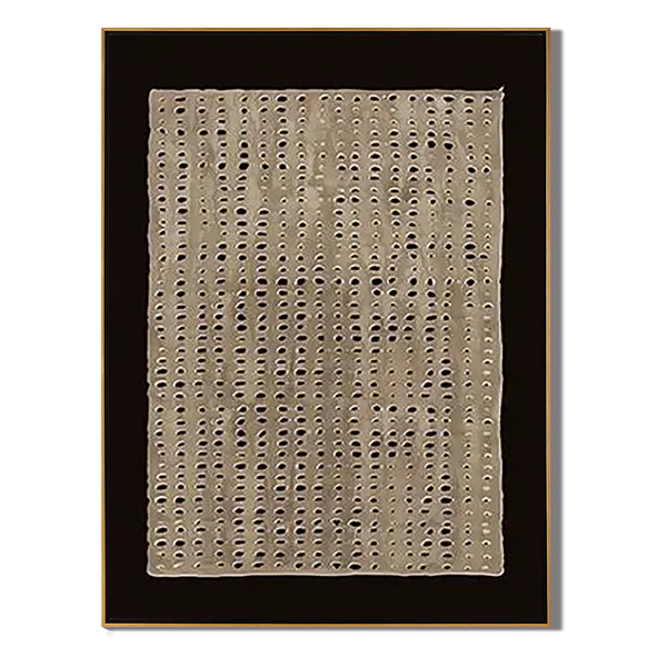 Zen Lattice – 3D Heavy Texture Black & Sand Plaster Relief Wabi-Sabi Painting | Japandi Organic Wabi-Sabi Living Room & Hallway Art