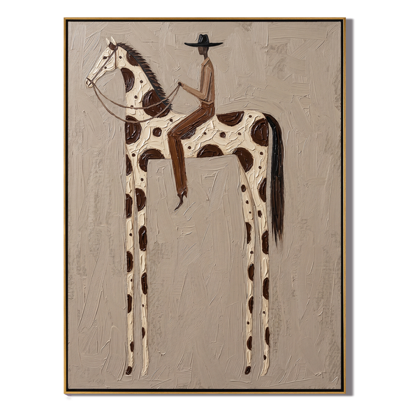 The Big Spots – Vintage Americana Rider on Pinto Horse Painting | Contemporary Wabi-Sabi Living Room Art