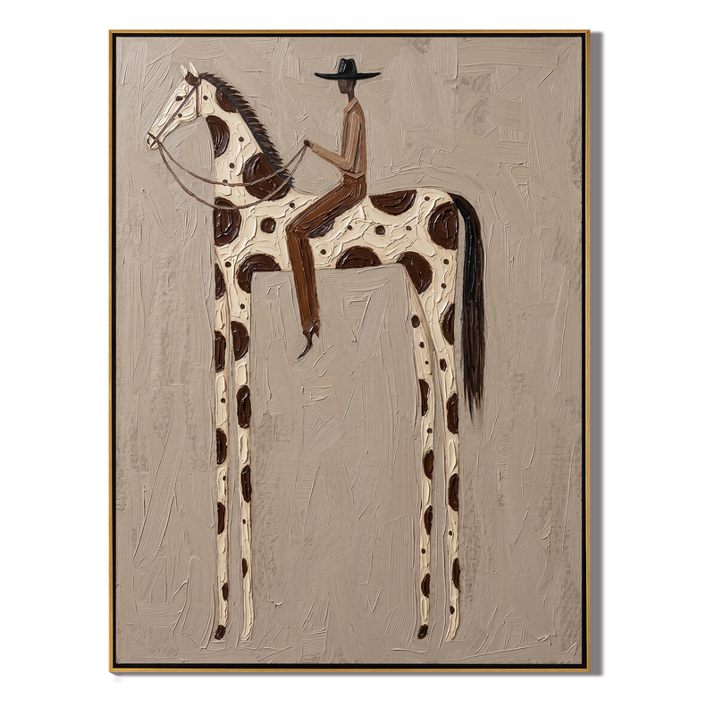 The Big Spots – Vintage Americana Rider on Pinto Horse Painting | Contemporary Wabi-Sabi Living Room Art