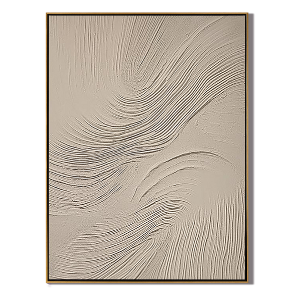 Dunes Rhythm – Hand-Painted Minimalist Beige Plaster Effect Relief Wabi-Sabi Painting | Japandi Organic Wabi-Sabi Living Room & Hallway Art