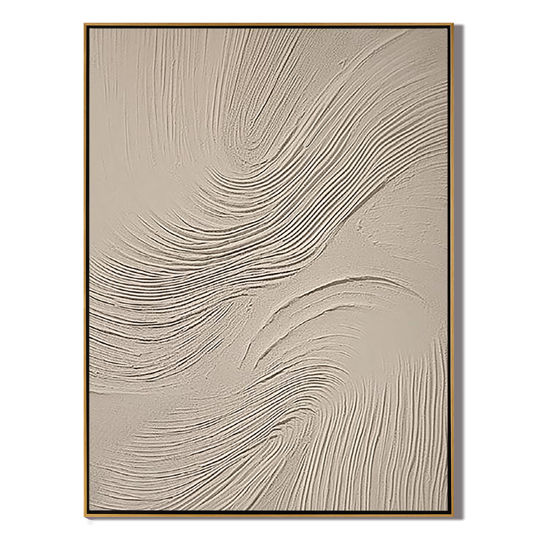 Dunes Rhythm – Hand-Painted Minimalist Beige Plaster Effect Relief Wabi-Sabi Painting | Japandi Organic Wabi-Sabi Living Room & Hallway Art