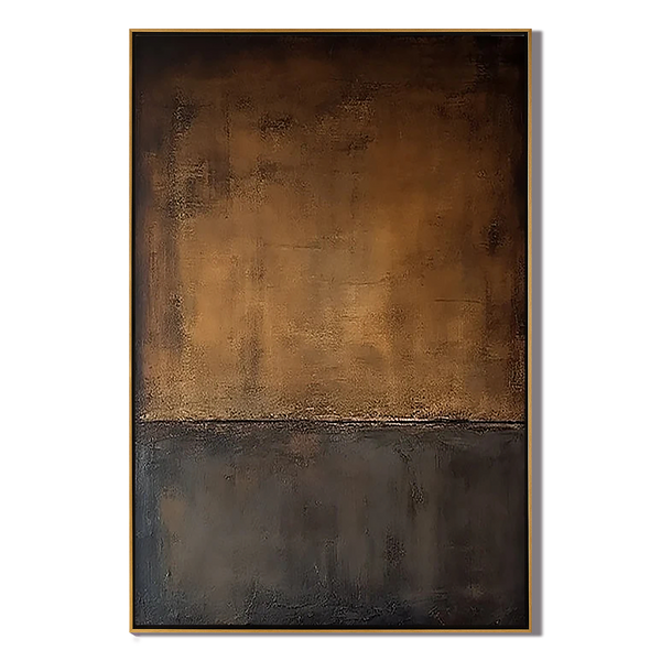 Earthen Dusk – Hand-Painted Coffee Brown and Charcoal Black Minimalist Plaster Relief Wabi-Sabi Painting | Modern Noir Wabi-Sabi Living Room & Home Office Art