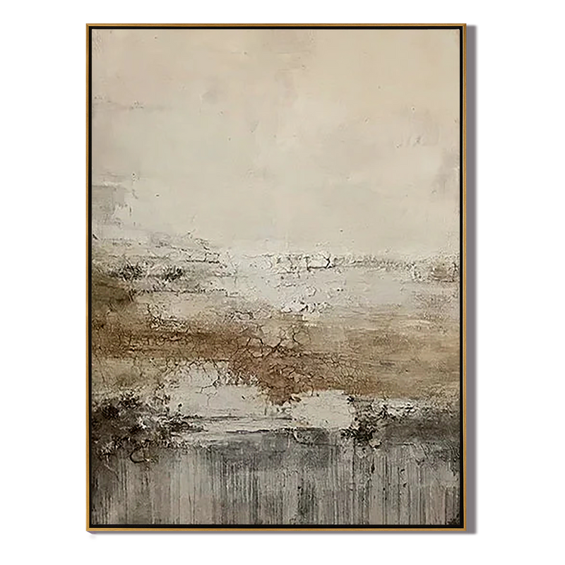 Earthen Mist – Hand-Painted Distressed Brown and Beige Plaster Effect Abstract Painting | Japandi Organic Wabi-Sabi Living Room & Hallway Art