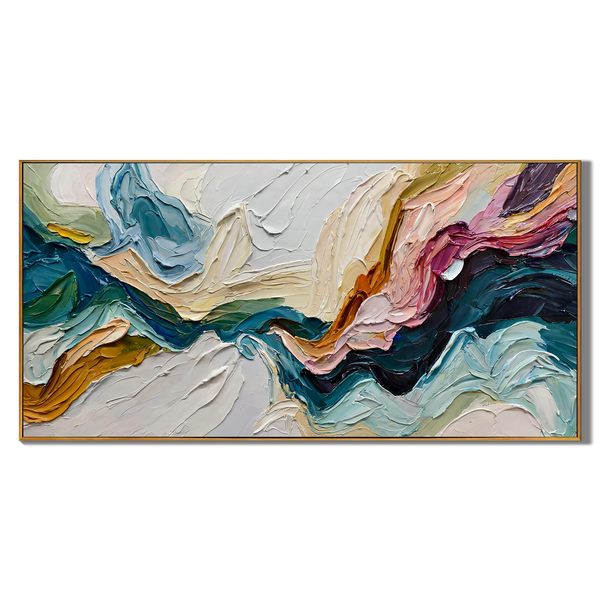 Floating Etherea – Heavy Texture Colorful Abstract Painting | Modern Wabi-Sabi Living Room Art