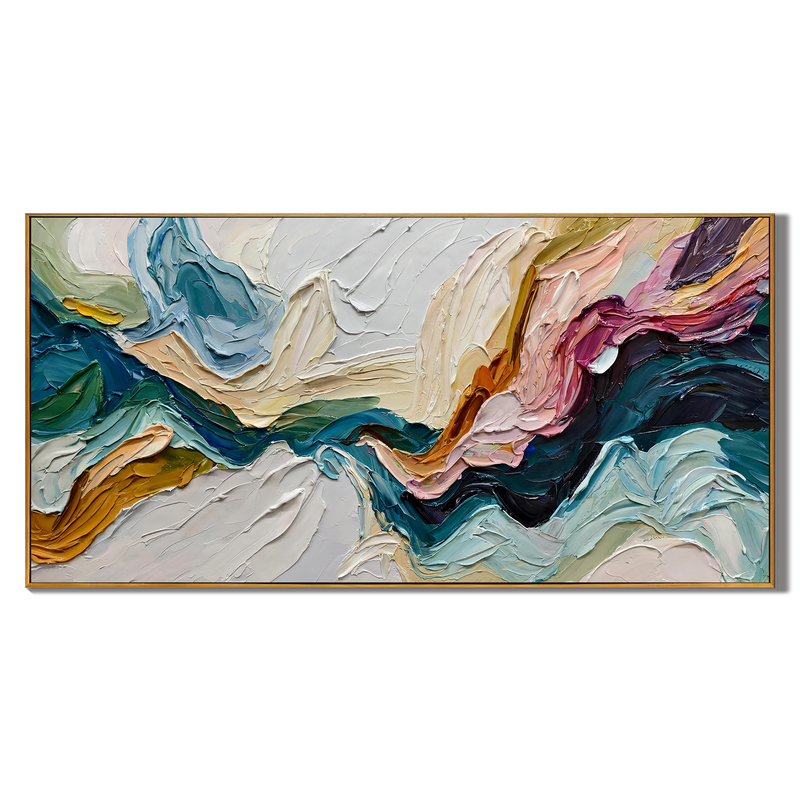 Floating Etherea – Heavy Texture Colorful Abstract Painting | Modern Wabi-Sabi Living Room Art