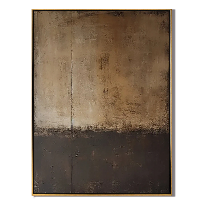 Echoes of Time – Wabi-Sabi Earthy Brown Abstract Painting | Minimalist Vertical Canvas Entryway Art