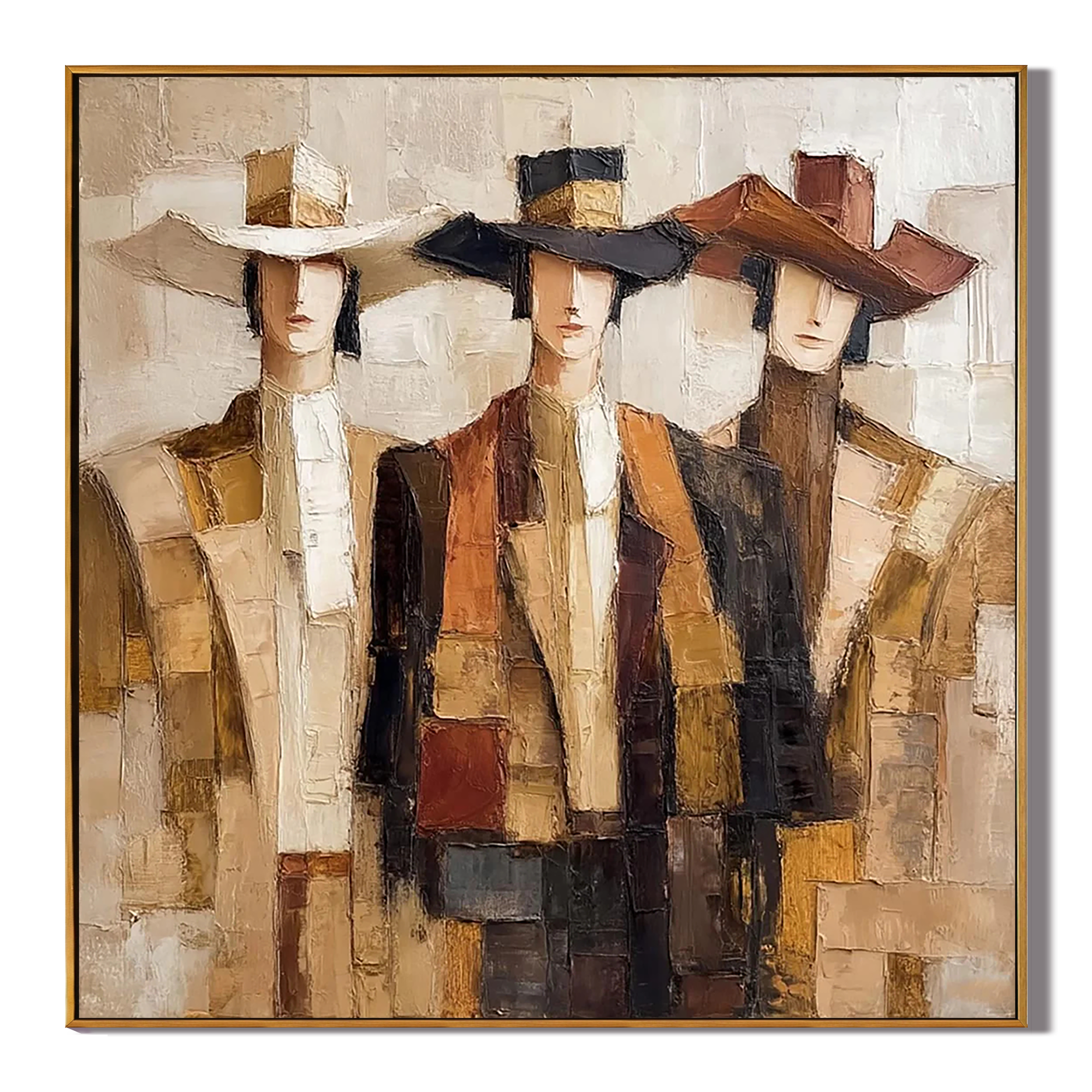 THE GENTRY: Modern Square 3D Heavy Texture People Wall Art, Abstract Fashion Portrait Relief