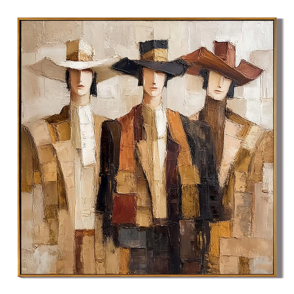 The Gentry – Abstract Fashion Portrait Relief Portrait Painting | Contemporary Expressionist Living Room & Office Art