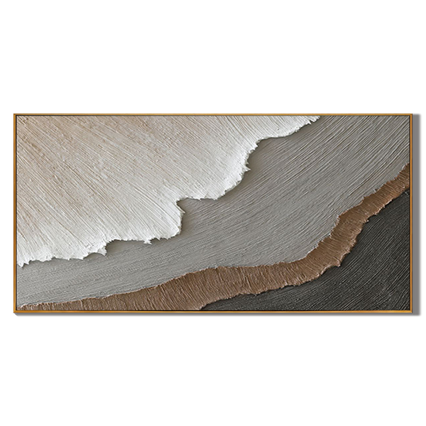 Terrain Strata – Hand-Painted Neutral Grey and Brown 3D Plaster Relief Texture Painting | Japandi Organic Texture Living Room & Bedroom Art