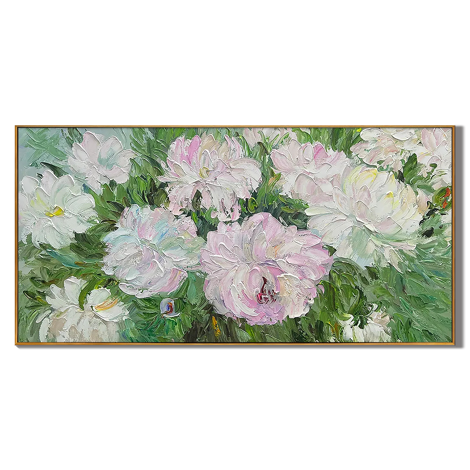 Spring Bloom – Pink & White Impasto Peony Floral Painting | French Vintage Bedroom Romantic Art