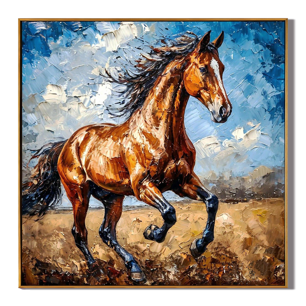 Wild Gallop – Textured Galloping Horse Abstract Painting | Dynamic Modern Living Room Art