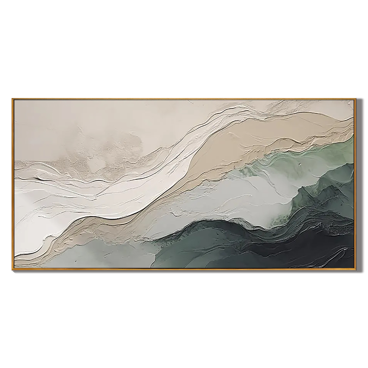 SERENE RIDGE: Abstract Landscape Wall Art, Hand-Painted Sage Green and Beige Plaster Effect Relief Textured Canvas Painting