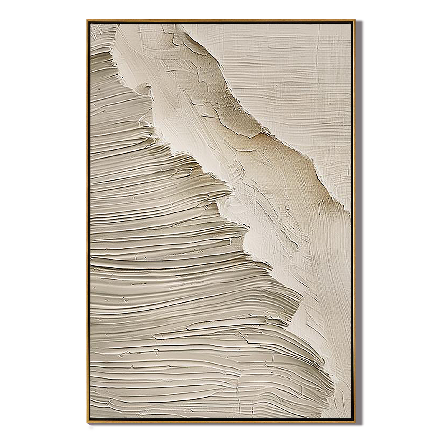 DESERT STRATA: Texture Wall Art, Hand-Painted Neutral Sandstone Plaster Effect Grained Relief Canvas Painting