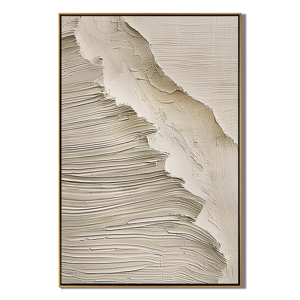Desert Strata – Hand-Painted Neutral Sandstone Plaster Effect Grained Relief Texture Painting | Japandi Organic Wabi-Sabi Living Room & Hallway Art