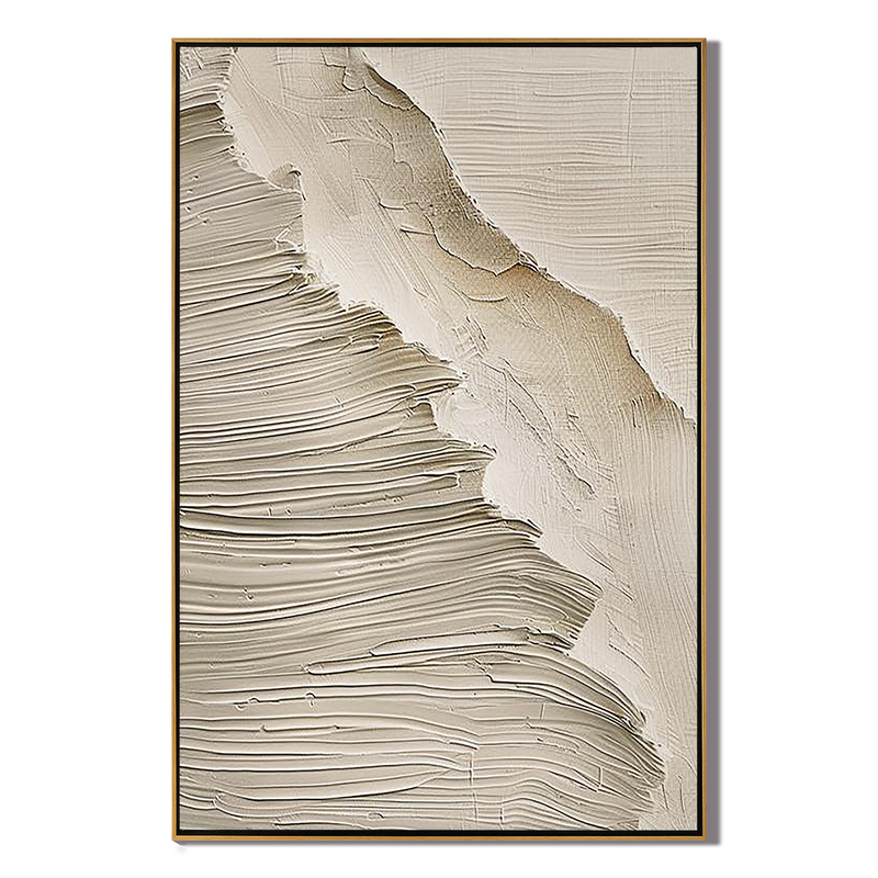 Desert Strata – Hand-Painted Neutral Sandstone Plaster Effect Grained Relief Texture Painting | Japandi Organic Wabi-Sabi Living Room & Hallway Art
