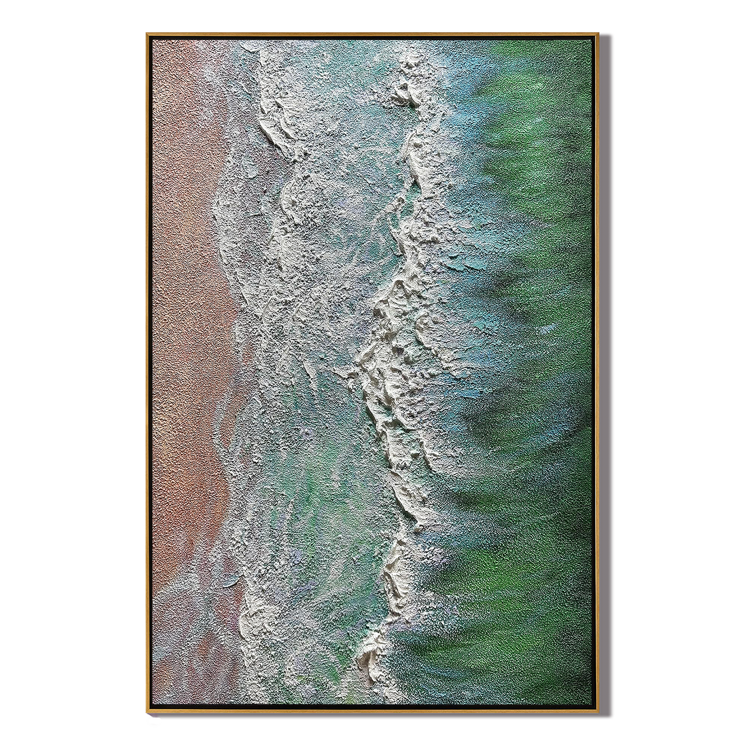 EMERALD COAST: Aerial View Ocean Wave Painting, Heavy Impasto Textured Seascape Art