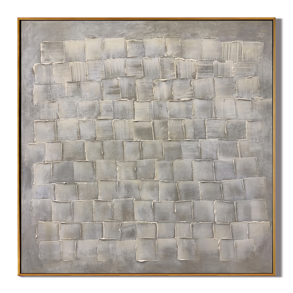 Time-Weaved Shadows – Wabi-Sabi Style Gray Minimalist Textured Painting | Modern Abstract Living Room Art