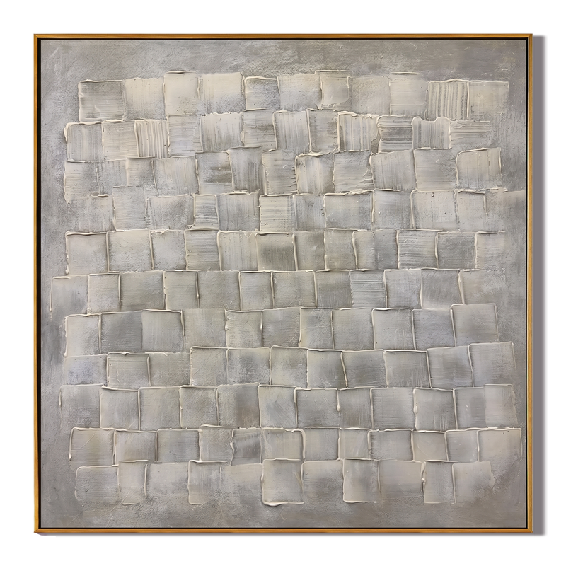 Time-Weaved Shadows – Wabi-Sabi Style Gray Minimalist Textured Painting | Modern Abstract Living Room Art