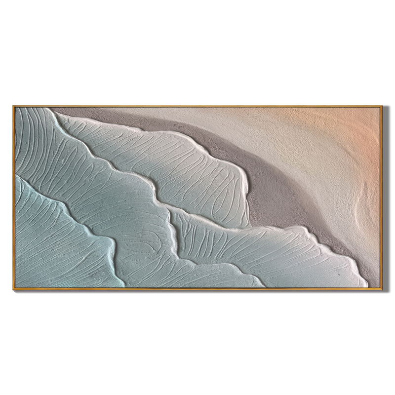 Tidal Serenity – Abstract Coastal Impasto Painting | Heavy Texture Modern Organic Wall Art