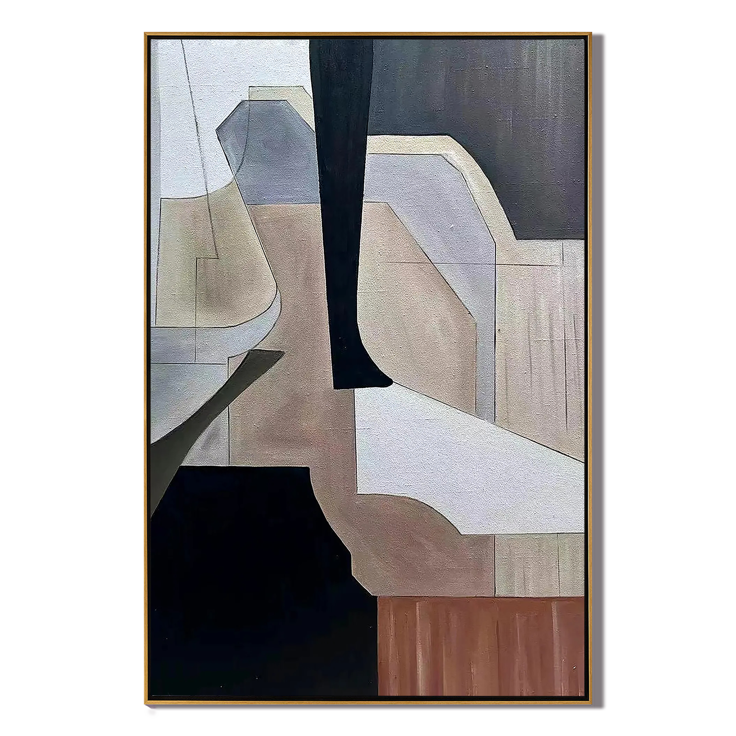 URBAN GEOMETRIC: Minimalist Wall Art, Hand-Painted Modern Abstract Neutral Tone Block Textured Gallery Art