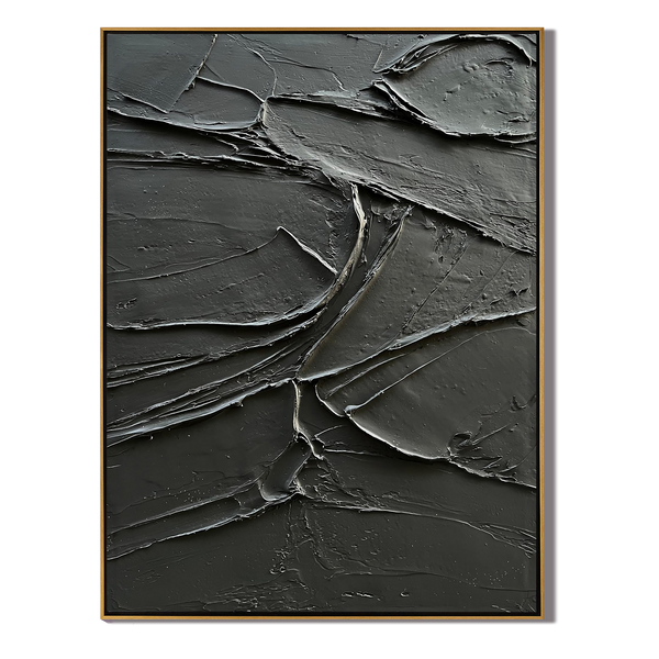 Onyx Ridge – Rugged Plaster Relief Abstract Painting | Modern Abstract Living Room & Office Art
