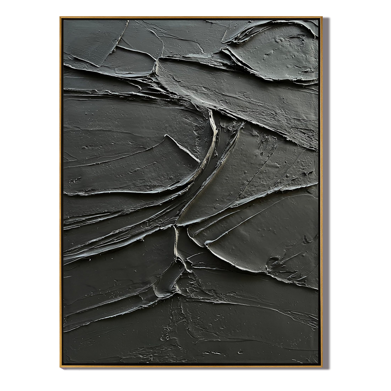 Onyx Ridge – Rugged Plaster Relief Abstract Painting | Modern Abstract Living Room & Office Art
