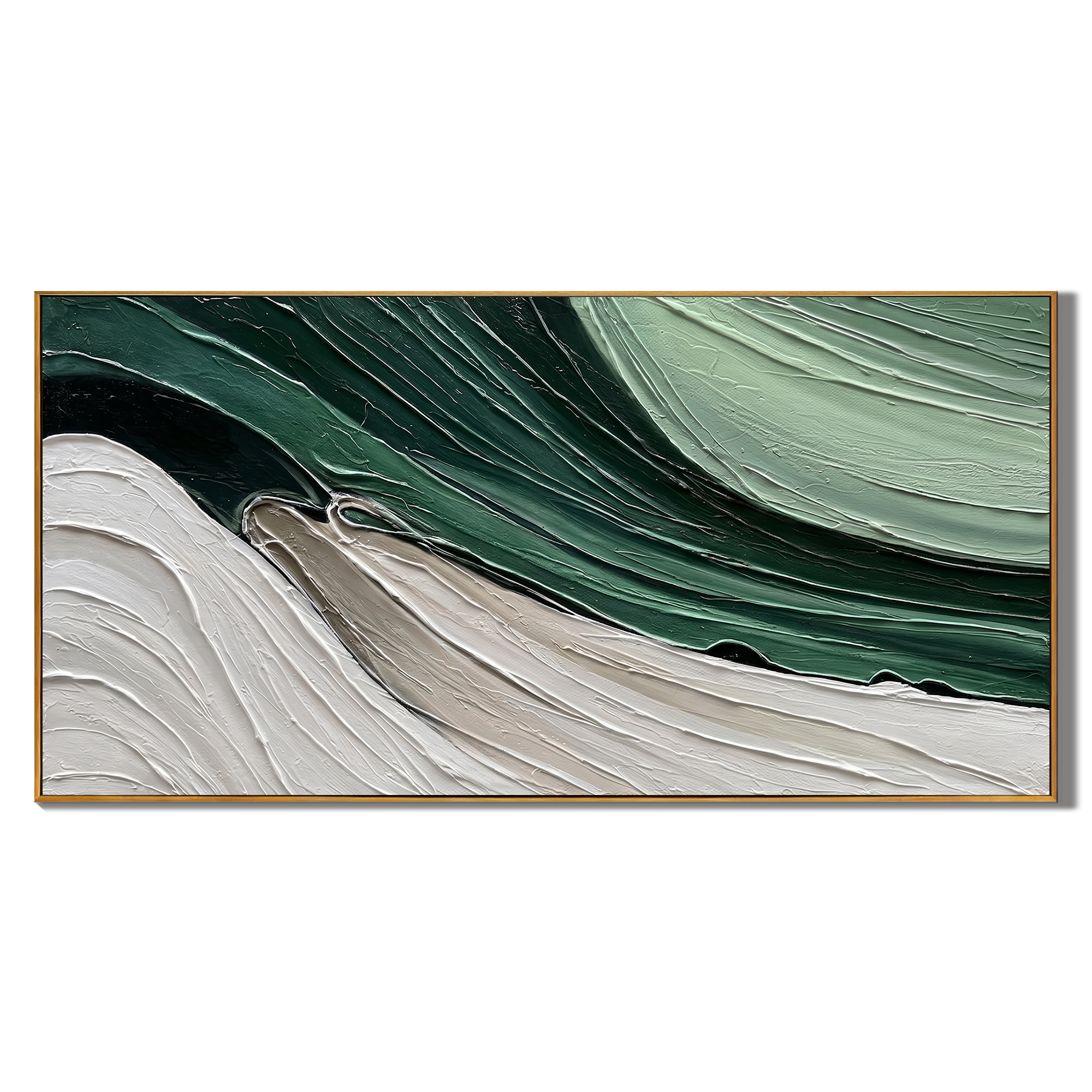 Verdant Flow - Modern Minimalist Forest Green Texture Canvas | Abstract Living Room Wall Art
