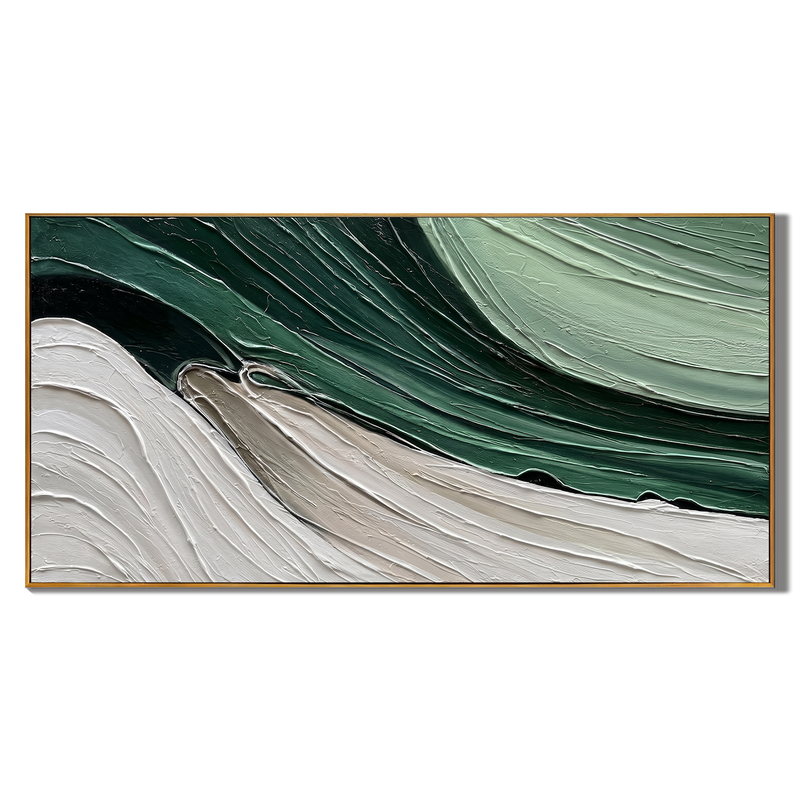 Verdant Flow – Modern Minimalist Forest Green Texture Canvas | Abstract Living Room Wall Art