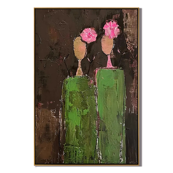 Eternal Bond – Modern Figurative Palette Knife Heavy Texture Oil Portrait Painting | Contemporary Expressionist Living Room & Office Art