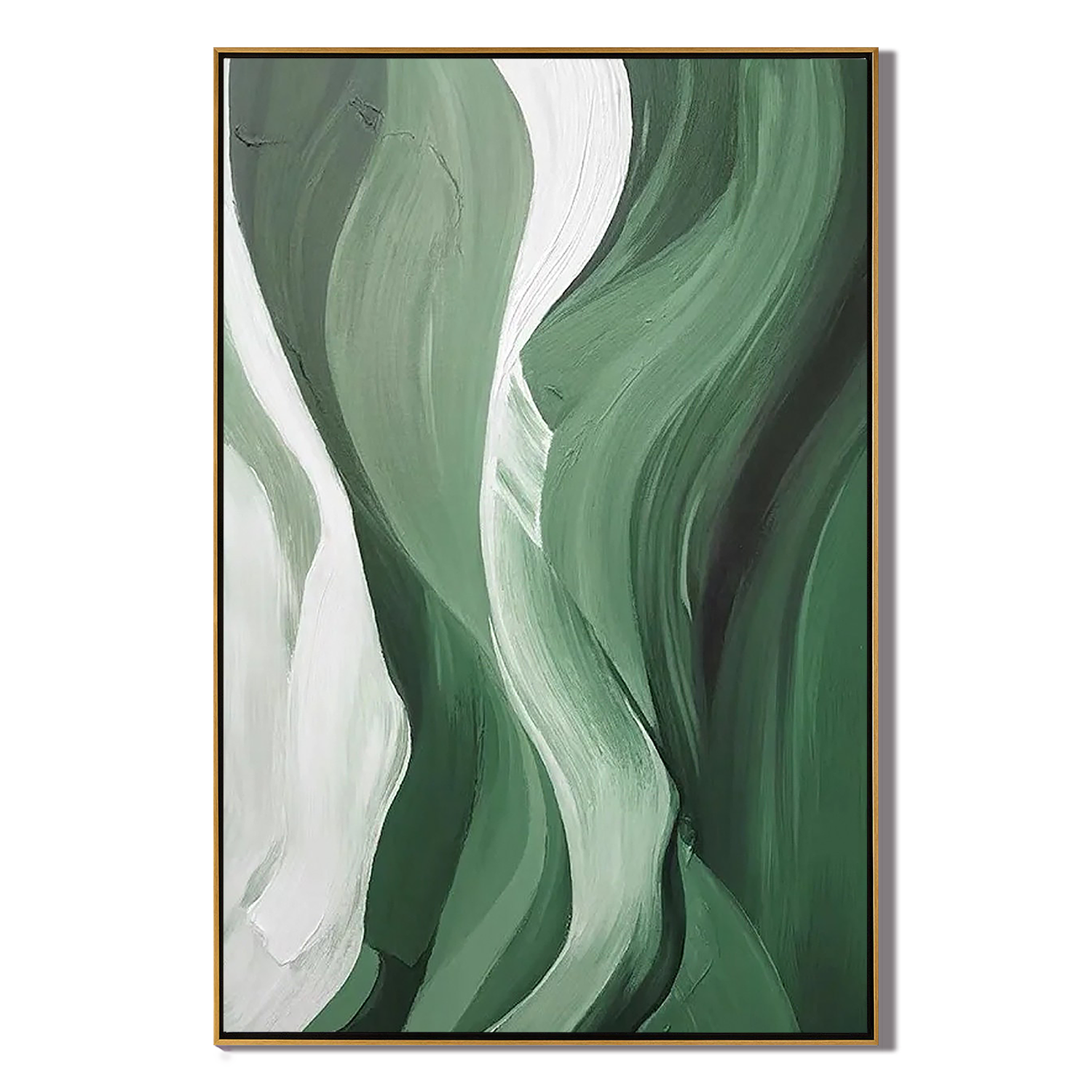 SAGE RHYTHM: Texture Wall Art, Hand-Painted Sage Green and Olive Wave Palette Knife 3D Impasto Studio Art