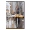 Urban Echo – Modern Industrial Abstract Oil Painting | Creative Bronze Textured Hallway Art