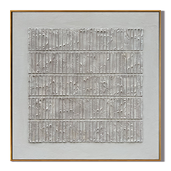 Chalk Silence – Minimalist Monochromatic Ribbed Art | Luxury Modern Wabi-Sabi Home Office Art