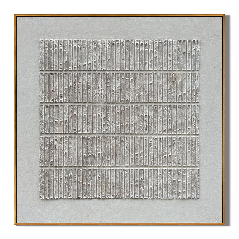 Chalk Silence – Minimalist Monochromatic Ribbed Art | Luxury Modern Wabi-Sabi Home Office Art