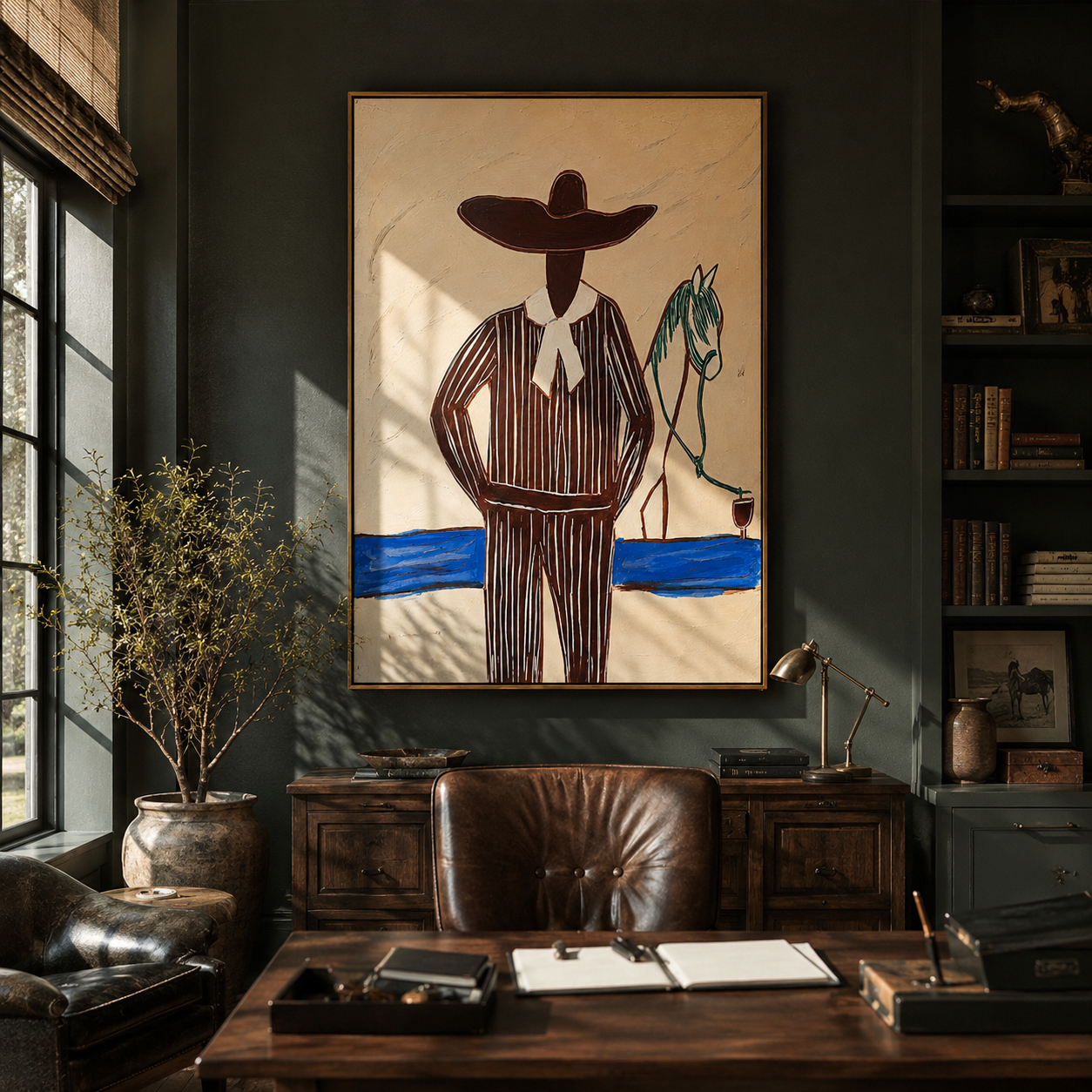 The Sea Wore Black displayed in a warm contemporary interior
