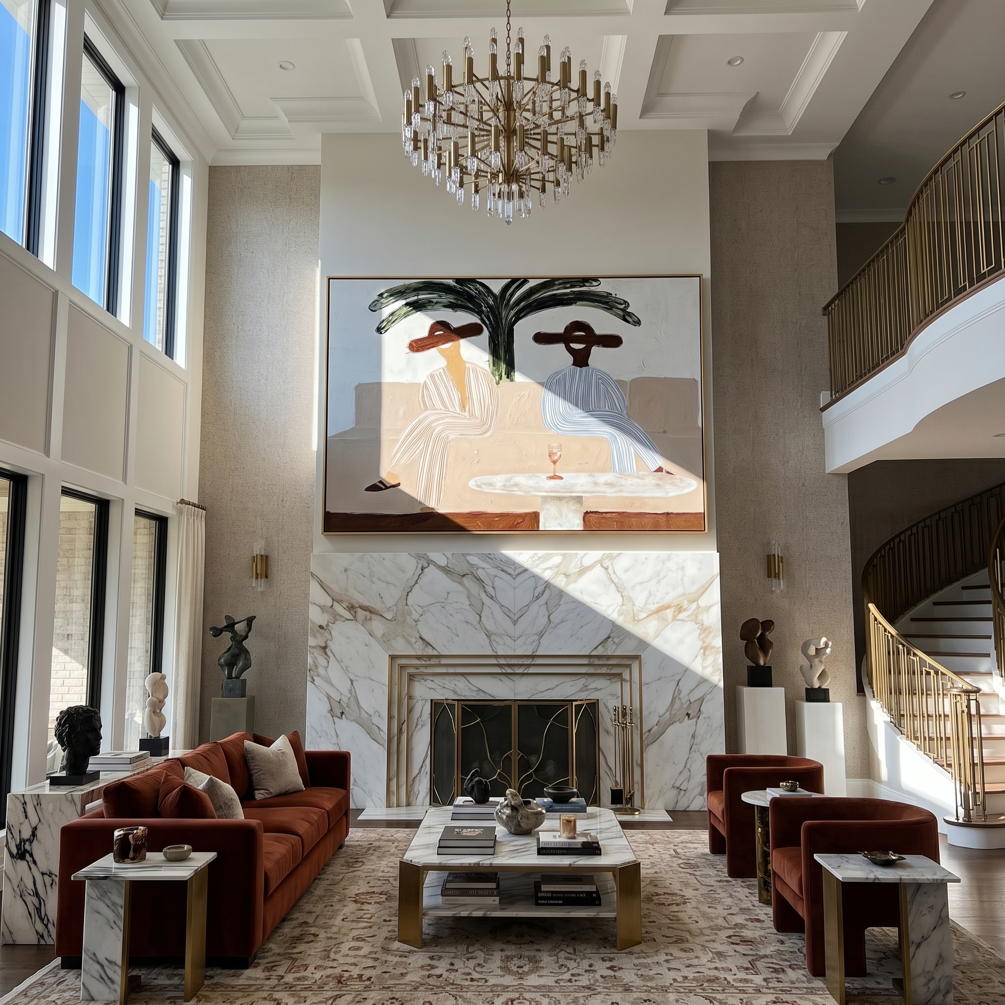 Afternoon Beneath Palm Shadows presented above a contemporary console