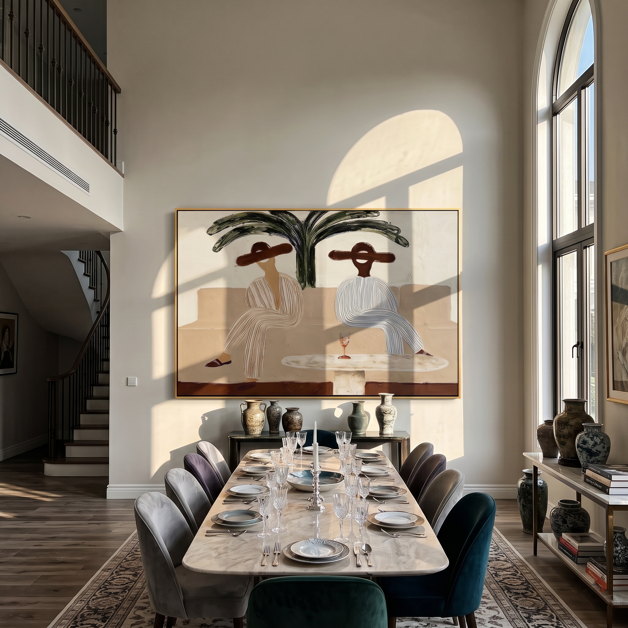 Afternoon Beneath Palm Shadows displayed as a modern room focal point