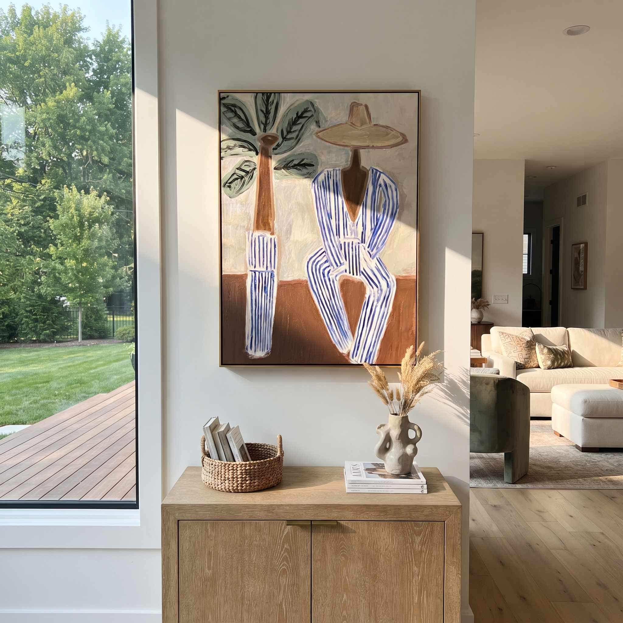 Blue Stripes by Palms presented above a contemporary console