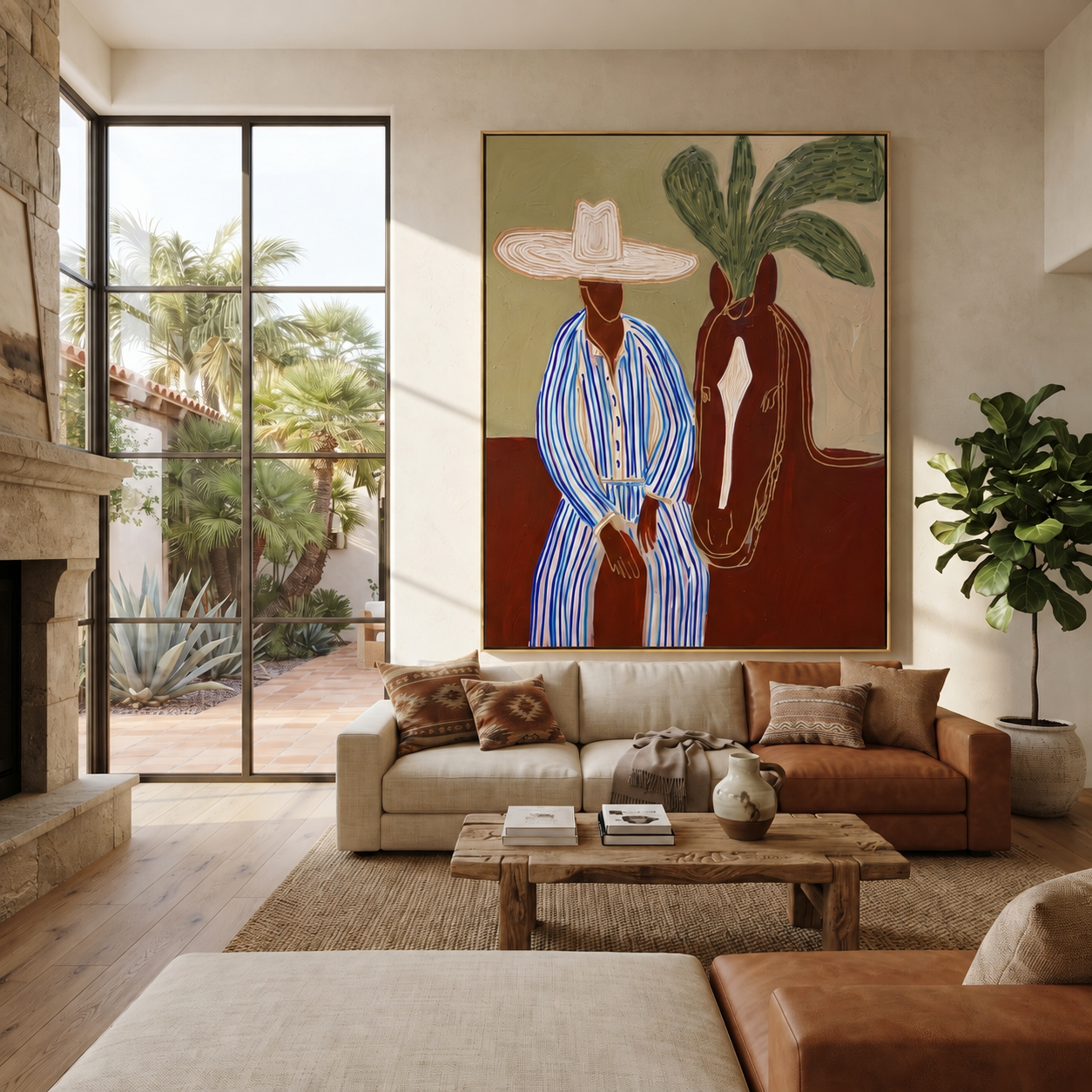 Sage Horizon Holds Rider displayed in a warm contemporary interior