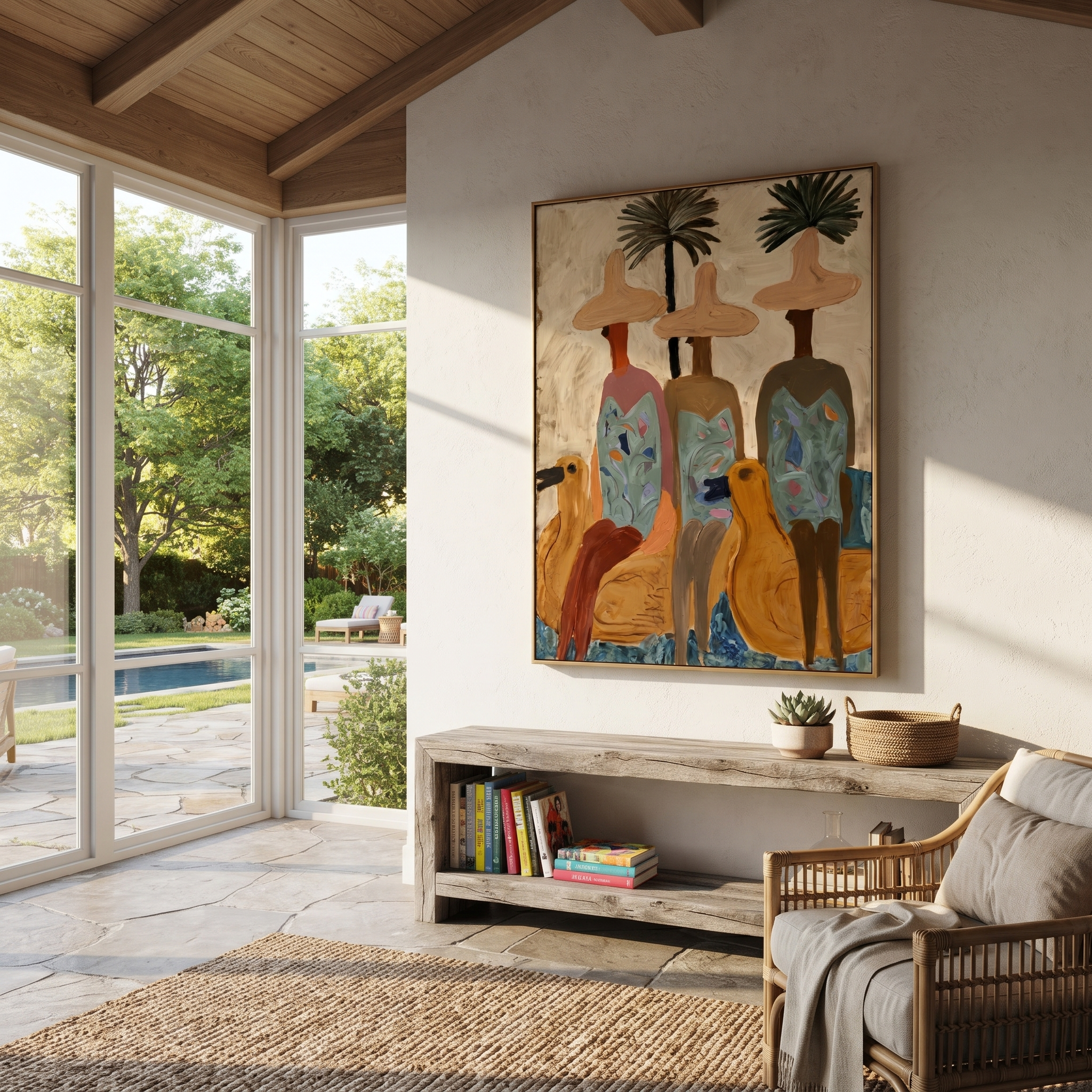 Three Brims Under Palms displayed as a modern room focal point