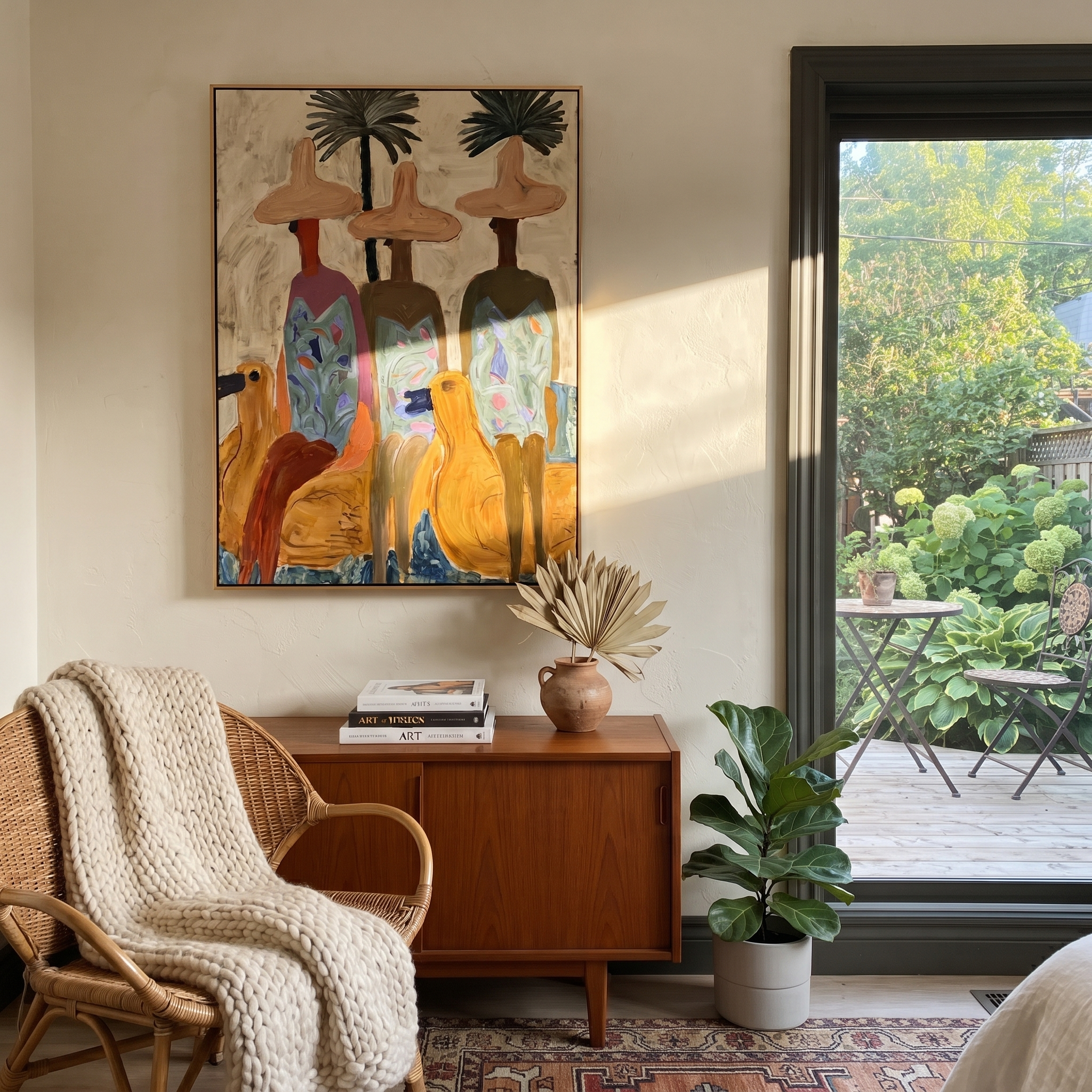 Three Brims Under Palms styled in a layered residential interior