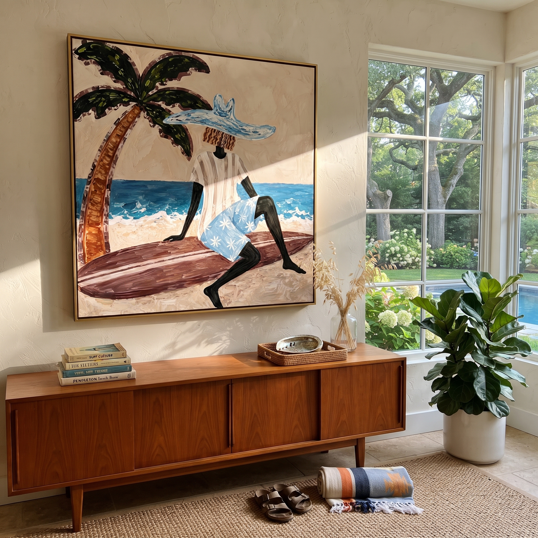 Blue Brim by Tide presented above a contemporary console