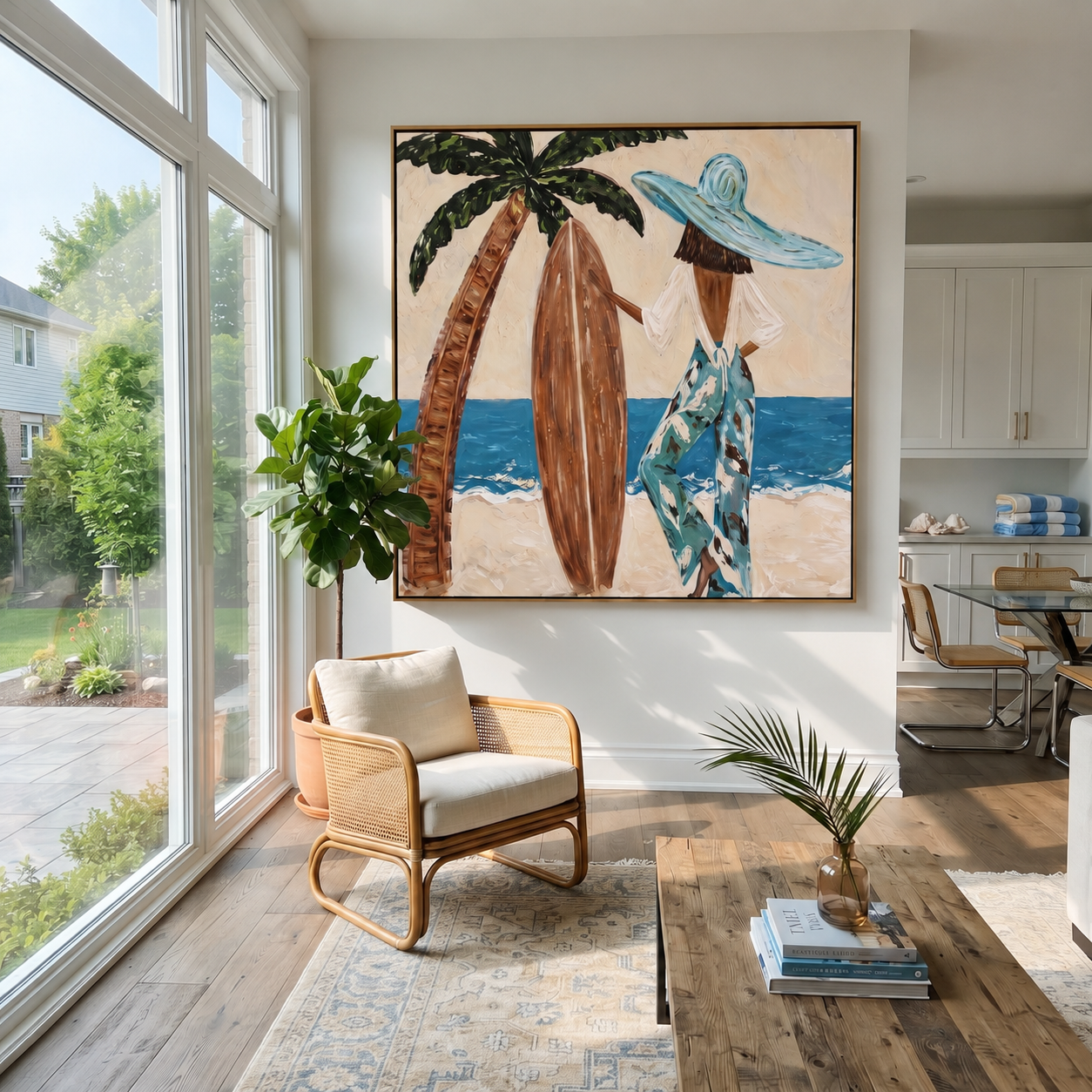 Palm Shade Holds Board displayed in a warm contemporary interior