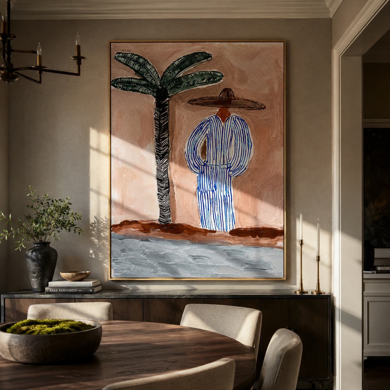 Blue Stripes Meet Shore styled with neutral modern furnishings